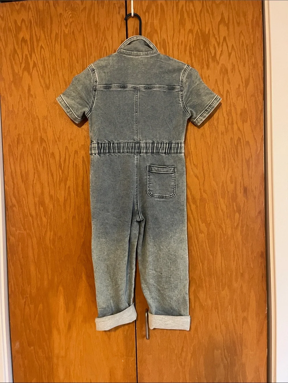Faherty Kids' Short Sleeve Denim Jumpsuit - Light Blue